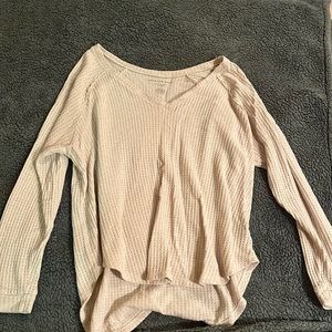 Cream waffle print sweater top